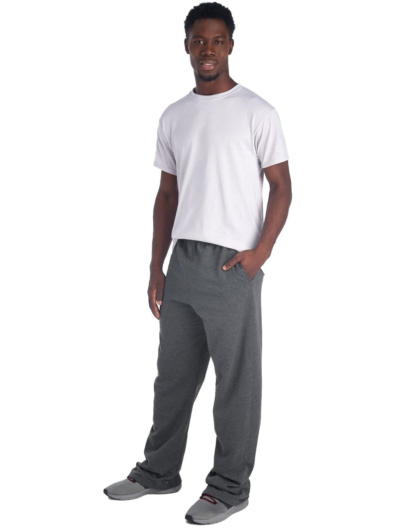 Jerzees mens Fleece Sweatpants, Open Bottom - Black Heather, Large US - Image 3
